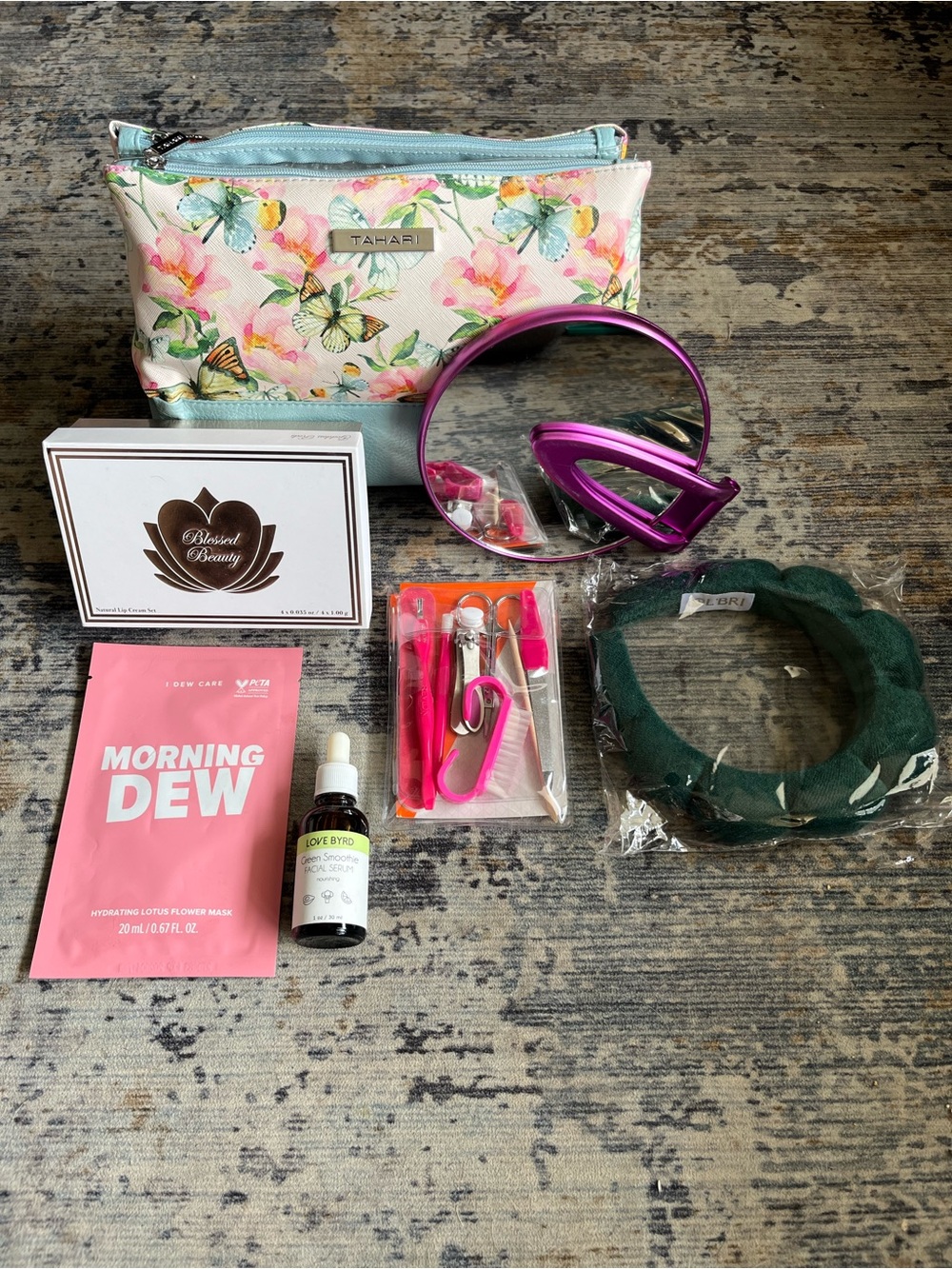 Beauty Bundle- Over $90 value🌼 Tahari Floral Butterfly Makeup Pouch